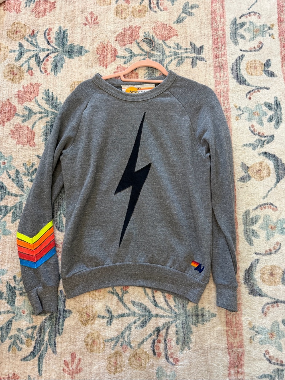 Aviator Nation Gray Lightning Bolt Sweatshirt